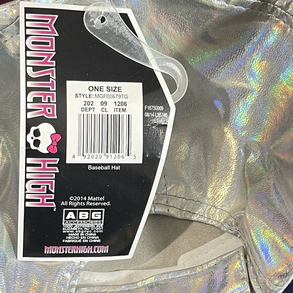 MONSTER HIGH Girls Shiny Silver Cap Logo Skull One Size (4-16) Adjustable NEW - Picture 13 of 13